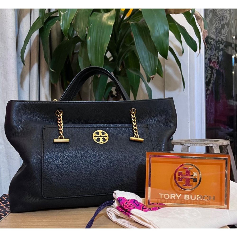 AUTHENTIC TORY BURCH BLACK LEATHER CHELSEA SHOULDER BAG